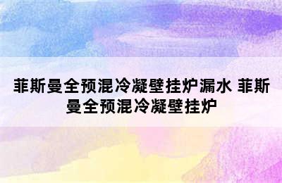 菲斯曼全预混冷凝壁挂炉漏水 菲斯曼全预混冷凝壁挂炉